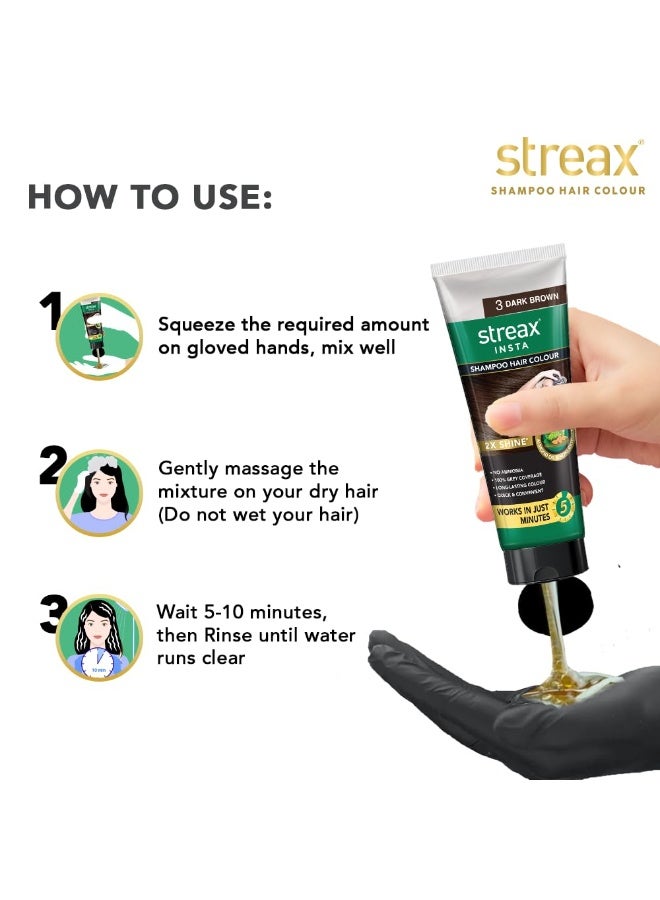 Streax Shampoo Hair Colour, 60 ml - Dark Brown, Easy DIY- Squeeze Pack - Image 4